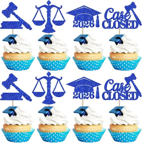Miniatura 67 de Paquete de 24 adornos para cupcakes de clase 2025 con purpurina 2025 para diploma de graduación 2025 para cupcakes temáticos de graduación 2025