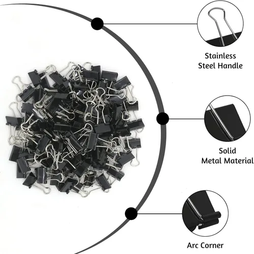 Miniatura 3 de Paquete de 120 mini clips para carpeta, clips negros para carpeta, clips de papel pequeños de 0.591 in 5/8 pulgadas. Clips de oficina