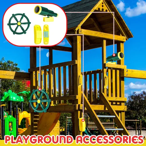 Miniatura 7 de 3 piezas de accesorios para patio de recreo para niños, accesorios para columpios al aire libre, equipo de parque infantil, rueda de barco