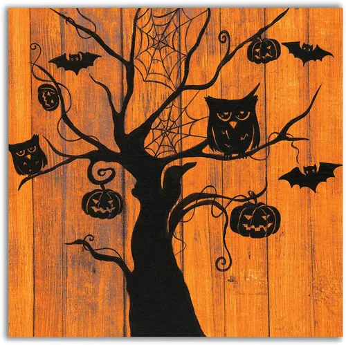 Miniatura 10 de Renditions Gallery Haunted House - Lienzo decorativo para pared de Halloween, 16 x 16 pulgadas