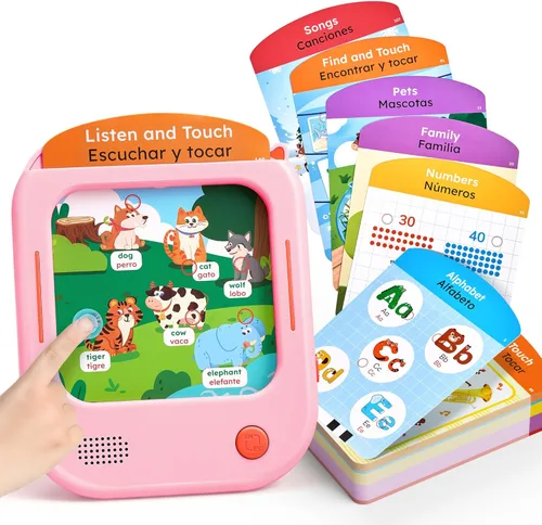 Miniatura 12 de JoyCat Tableta de Aprendizaje para Niños: 156 Páginas de Tarjetas Flash Toca-para-Leer con 20 Juegos de Escuchar y Encontrar, Juguete Montessori