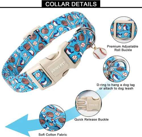 Miniatura 163 de Aring Pet Collar de algodón, lindo, con hebilla de liberación rápida, para bodas, para perros pequeños, medianos y grandes, rosa Terciopelo rosa