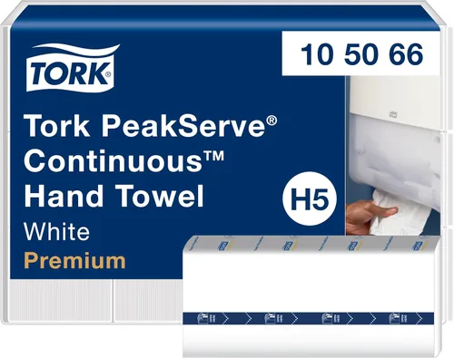 Tork PeakServe 105066 - Toallas de mano de papel continuo, H5, Premium, comprimidas, 12 x 270 hojas, color blanco