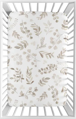 Miniatura 8 de Sweet Jojo Designs Sábana bajera para cuna de bebé 100% algodón (hojas florales bohemias) para niñas y niños, guardería infantil, habitación