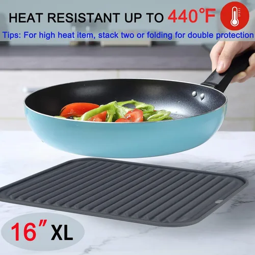 Miniatura 2 de Salvamanteles de silicona extra grandes para ollas y sartenes calientes de 16 x 12 pulgadas, almohadillas calientes resistentes al calor
