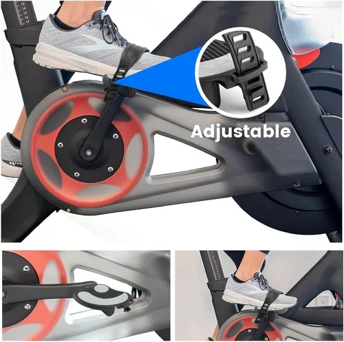 Miniatura 7 de Pedales de bicicleta estática con correas para bicicleta Peloton, pedales de bicicletas reclinadas estacionarias de 9/16 pulgadas para bicicleta