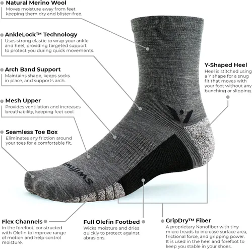 Miniatura 2 de Swiftwick - Calcetines de media altura media FLITE XT TRAIL, para correr y senderismo