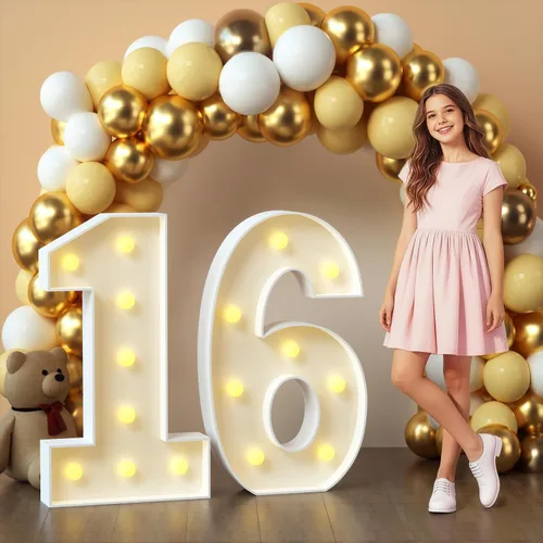 Miniatura 14 de imprsv Letras de marquesina iluminadas, letras de mosaico de 1.2 m con luz para decoración de baby shower, graduación, gran J para decoraciones