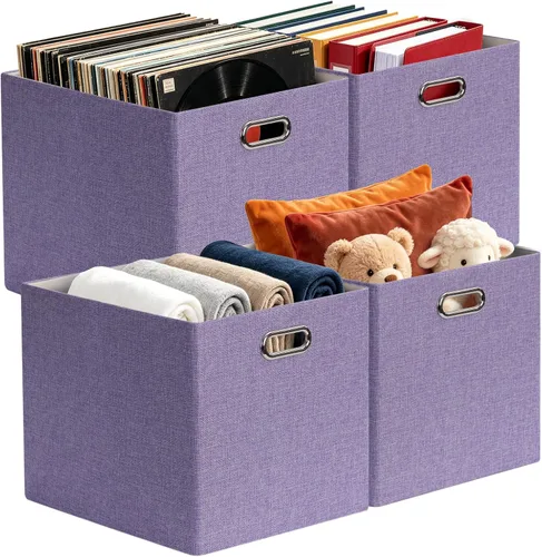 Miniatura 13 de Posprica Contenedores de almacenamiento plegables de 13 x 15 x 13 pulgadas, cajas de almacenamiento cúbicas plegables de tela, organizador de cestas