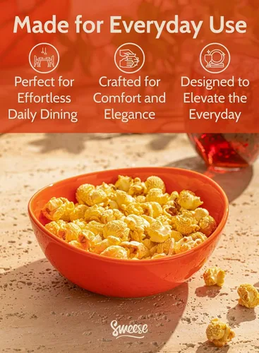 Miniatura 4 de Sweese Tazón mediano de porcelana de 18 onzas – Juego de 6 cuencos de cerámica para servir cereales, postres, sopa, arroz y ensalada