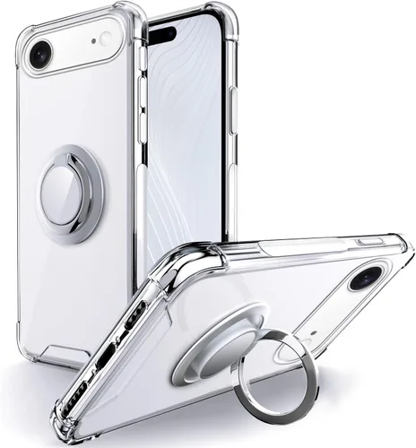Miniatura 14 de Silverback Funda transparente diseñada para iPhone 15 con soporte de anillo, protección que absorbe los golpes, a prueba de golpes, funda