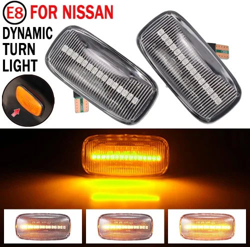 Miniatura 4 de Para Nissan Skyline R34 Almera N15 N16 Pulsar Maxima QX Sunny G10 Primera P11 P12 - Marcador lateral dinámico LED para coche (transparente)