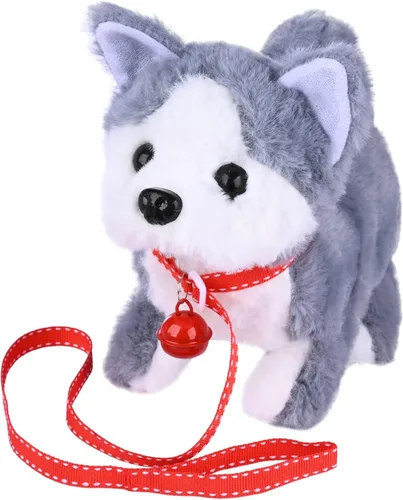 Miniatura 10 de WorWoder Cachorro de peluche de Alaska, perro electrónico interactivo para mascotas, caminar, ladrar, mover la cola, estirar, animal de compañía