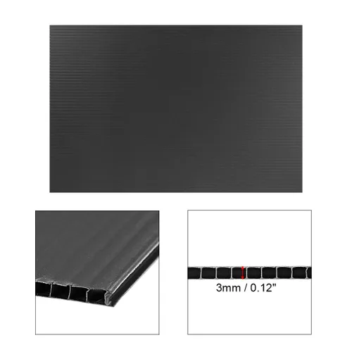 Miniatura 3 de uxcell Hojas de plástico corrugado, letreros negros en blanco de 0.118 pulgadas para patio, 8 x 12 pulgadas, tablero impermeable en blanco, 5 piezas