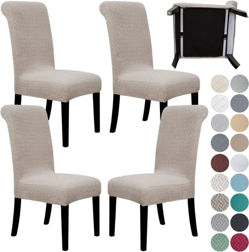 Miniatura 29 de SPRINGRICO Paquete de 2 fundas para sillas de comedor con cinturón de seguridad, fundas elásticas para sillas Parsons lavables, fundas protectoras