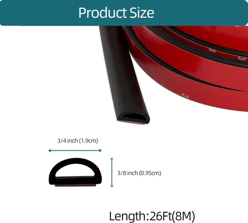 Miniatura 2 de Sello de goma de espuma EPDM en forma de D con cinta, burlete de goma autoadhesivo para barco, automóvil, RV, marina, puertas de garaje/ventana
