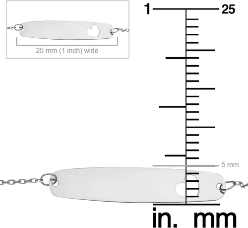 Miniatura 3 de Pulsera de identificación de bebé de oro amarillo o blanco de 14 quilates con diseño de corazón recortado (se ajusta a 5.5 o 6.5 pulgadas)
