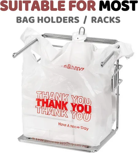 Miniatura 4 de JShlpiar Paquete de 1000 bolsas de plástico blancas de compras con "Thank You" (11.5" x 6.5" x 21") – Bolsas de transporte a granel