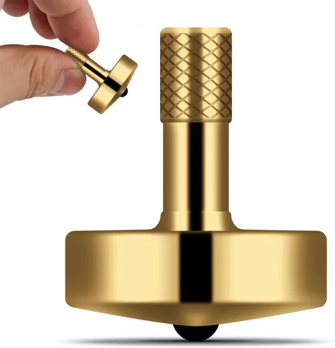 Miniatura 8 de DjuiinoStar Peonza de Latón Premium: Agarre Largo Profundamente Grabado, Tiempo de Giro Largo, Se Estabiliza Rápidamente, Trabajo Metálico Exquisito