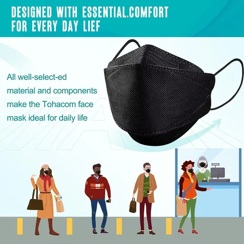 Miniatura 4 de 50/100 Pack KF94 Face_Covers, Color mask，Black Mask，4-Layer mask Independent packaging,outdoor Daily Use