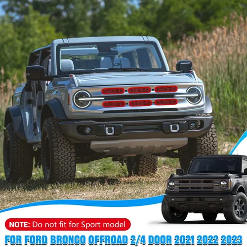 Miniatura 7 de Marco de cubierta de malla para parrilla delantera, insertos de parachoques delantero, accesorios de decoración con clip para Ford Bronco Offroad