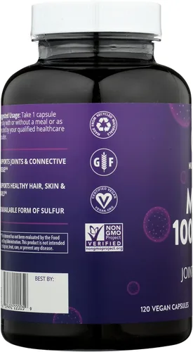Miniatura 4 de MRM Nutrition MSM 1000mg - Para mujeres y hombres - Cápsulas de metilsulfonilmetano puro, suplemento MSM biodisponible para soporte