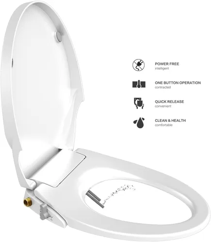 Miniatura 7 de Asiento de inodoro con boquilla doble autolimpiante, no eléctrico, separado trasero y femenino, spray de agua natural, asiento de inodoro de cierre