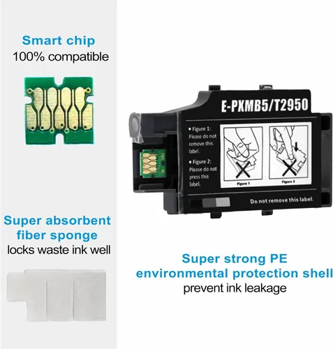 Miniatura 4 de Paquete de 5 cajas de mantenimiento WF-110, caja de mantenimiento de tinta T295000 T2950 remanufacturada para impresora de inyección de tinta móvil
