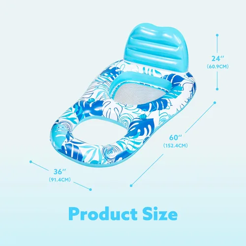 Miniatura 6 de Sloosh Flotadores inflables para piscina, tumbona para adultos, flotador de piscina flotante, silla reclinable flotante con portavasos y reposapiés