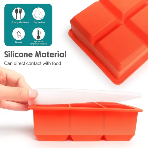 Miniatura 7 de Excnorm Bandejas de silicona para cubitos de hielo, paquete de 3, moldes de silicona para cubitos de hielo de gran tamaño con tapa extraíble a