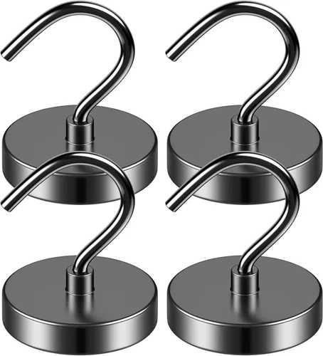 Miniatura 10 de Grtard - 10 unidades de ganchos magnéticos negros para colgar, ganchos magnéticos resistentes de 25 libras, ganchos magnéticos fuertes para crucero