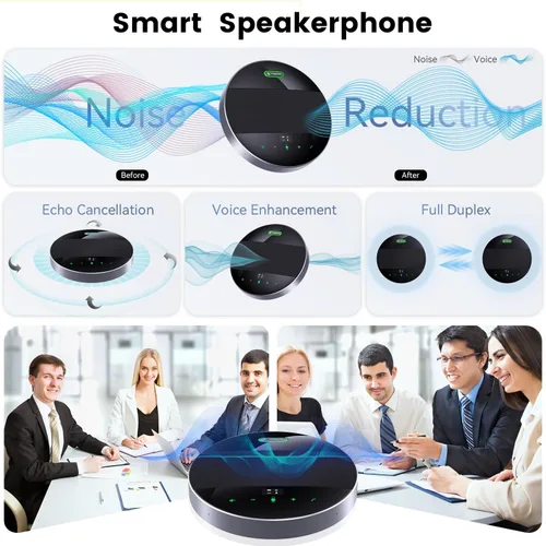 Miniatura 2 de TONGVEO Altavoz y micrófono de conferencia 2 en 1, altavoz inalámbrico Bluetooth Daisy Chain con micrófonos omnidireccionales de 360° conexión
