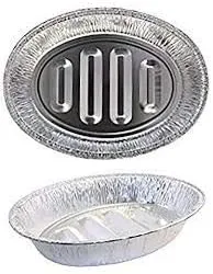 Miniatura 3 de 6 bandejas desechables de aluminio para pavo, contenedor de aluminio extra grande y resistente, forma ovalada para carne, pollo, asados, costillas