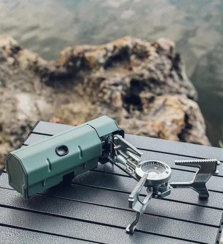 Miniatura 9 de Estufa de camping plegable con bolsa de almacenamiento, estufa de butano portátil con abridor de botellas, estufa de gas para picnic, excursionismo