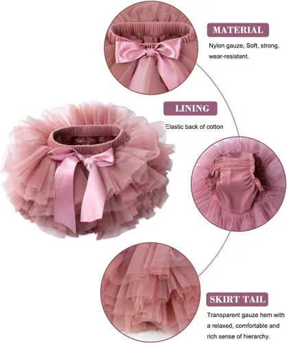 Miniatura 2 de Juego de pañalero y diadema Tutu de tul con cubierta de algodón para niñas y bebés.