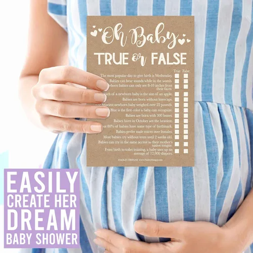 Miniatura 9 de Hadley Designs Juegos de baby shower para 25 invitados – Predicciones de bebé Kraft y tarjetas de consejos para nuevos padres, juego de trivia