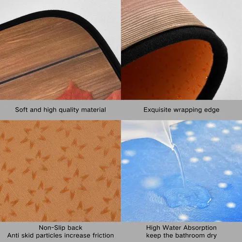 Miniatura 4 de Kitchen Rugs 2 Piece Waterproof Non Slip Kitchen Mat Maple Leaves on Wood Kitchen Rug Set for Sink Office Kitchen Cafe, 19.7"x47.2"+19.7"x27.6