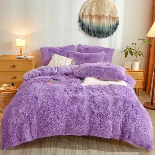 Miniatura 28 de Besfunny Juego de funda de edredón de felpa mullida y acuática Twin Set – Juego de ropa de cama de piel sintética de felpa acuática de 2 piezas