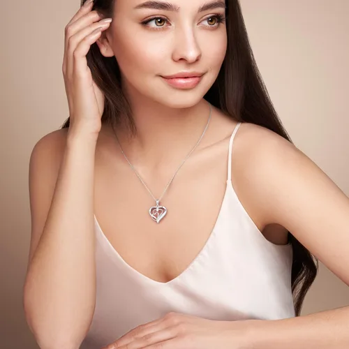 Miniatura 3 de Regalos para abuela, collar de corazón de plata de ley 925 con relleno de oro blanco de 18 quilates, regalos de cumpleaños de nietos para mujeres