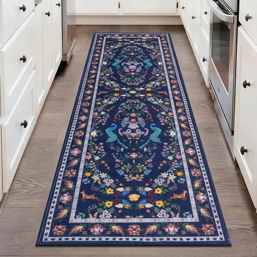Miniatura 108 de HEBE Alfombra Pasillo 2'x10' Lavable Vintage Desgastada Alfombras de Área Antideslizante Alfombra de Lavandería Boho Alfombras de Piso para Pasillos