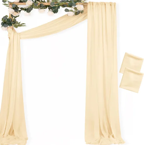 Miniatura 42 de MLMC 1 panel de tela para arco de boda azul bebé, 29 x 20 pies, cortinas de gasa extralargas transparentes de 6.6 yardas, paneles de cortinas