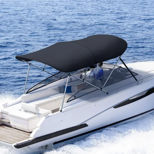 Miniatura 10 de KING BIRD Toldo Superior de Barco Bimini de 3-4 Arcos Protección Solar Toldo de Barco Impermeable Marco de Aluminio Inoxidable de 1 Pulgada 46