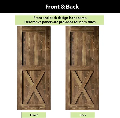 Miniatura 6 de Homacer Puerta de granero de madera maciza de 34 pulgadas de ancho x 84 pulgadas de alto x 1-3/8 pulgadas de profundidad, acabado y sin ensamblar