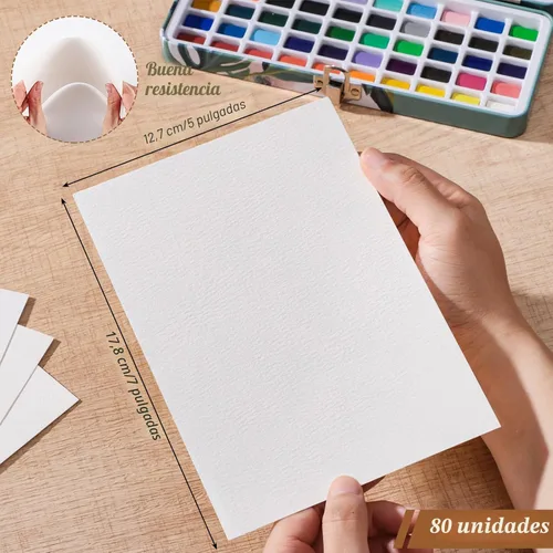 Miniatura 2 de 80 hojas de papel de acuarela a granel, papel de prensa fría de 110 lb/230 GSM, papel blanco para acuarela para niños, estudiantes, adultos