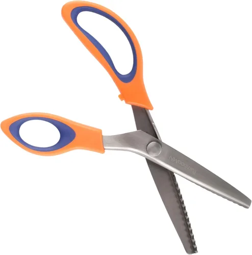 Miniatura 32 de JubileeYarn - Tijeras de entintar de grado profesional, acero inoxidable dentado de 9.5 pulgadas, color morado y naranja, 1 par