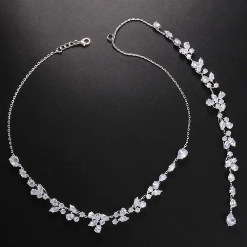 Miniatura 3 de Collar de telón de fondo de circonita cúbica para novia, dama de honor, boda, elegante collar de espalda, cadenas de cuerpo