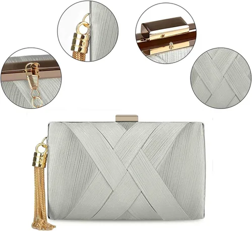 Miniatura 23 de Elegante bolso de noche con borlas para mujer, bolso de mano para novia, boda, graduación, noche, fiesta