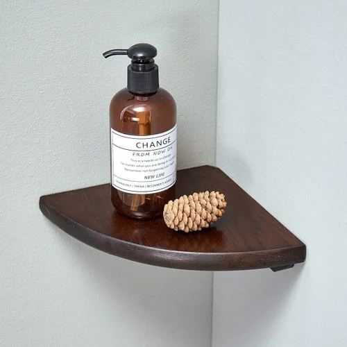 Miniatura 24 de Estante Esquinero, Estante Esquinero Flotante de Madera de Roble Macizo de 7 pulgadas Montaje en Pared Extremo Redondo Estantes Flotantes