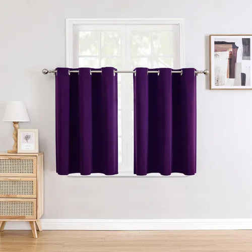 Miniatura 23 de ChrisDowa - Cortinas de cenefa pequeñas para cocina, cortinas cortas con ojales y aislamiento térmico para oscurecer la sala y habitación