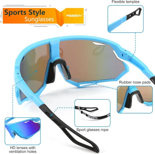 Miniatura 4 de FEISEDY Gafas de sol deportivas para hombres y mujeres, gafas de ciclismo con protección UV, para béisbol, esquí, correr, golf, B0082
